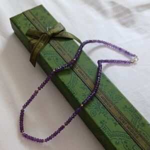 Purple Amethyst Beaded Necklace 14k Gold Clasp And 14k Gold Beads